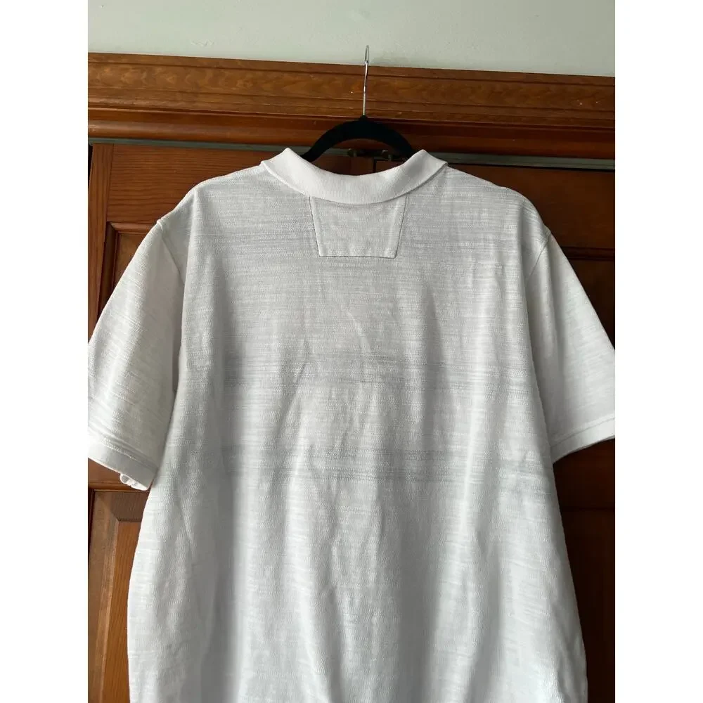 Banana Republic Men’s Striped Pique Polo Shirt White Green Standard Fit Size XXL